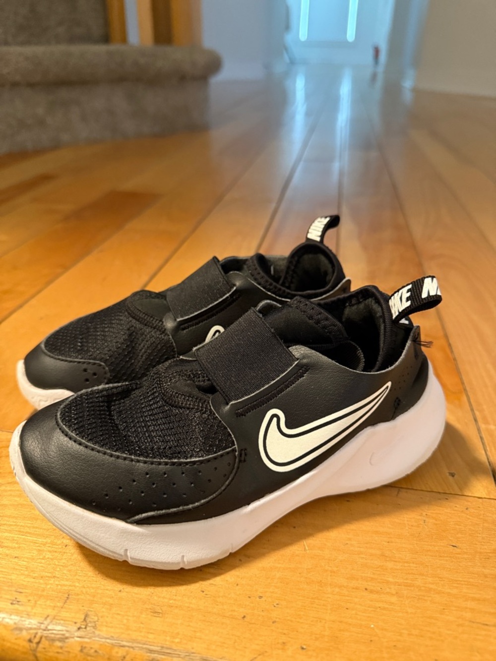 Nike Kids Black and White Velcro Slip-On Sneakers